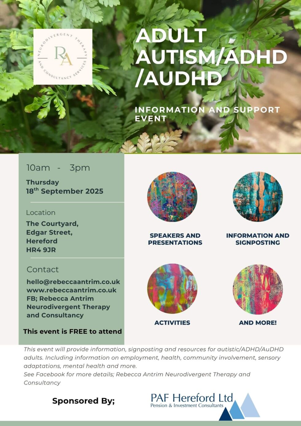 Adult Autism/ADHD/AuDHD Information and Signposting Event - Rebecca ...